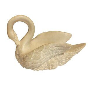 Vtg A. Santini Swan Classic Figure Sculpture Italy Made 5.5" x 6" Cream